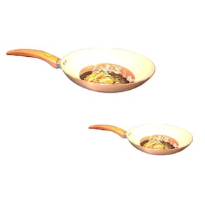 Kit 2 Frigideiras 24cm + 26cm com Revestimento em Cerâmica Dourado Rose (Ideal Para Fritar Alimentos Sem Óleo)