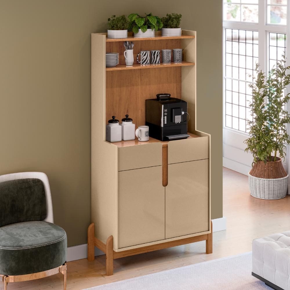 Aparador Café 2 Portas e 2 Gavetas Durbin Off White Cedro