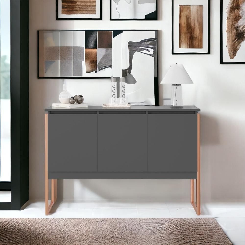 Aparador Buffet com 3 Portas Bari Preto Cobre