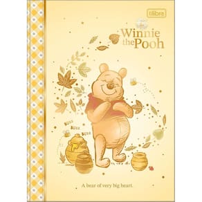 Caderno Colegial Brochura Capa Dura Ursinho Pooh Folhas Decoradas Super Fofo 80 Folhas - Tilibra