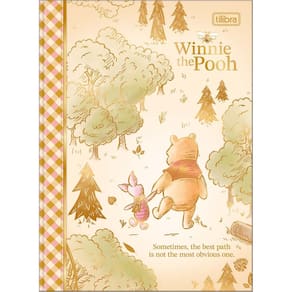 Caderno Colegial Brochura Capa Dura Ursinho Pooh Folhas Decoradas Super Fofo 80 Folhas - Tilibra