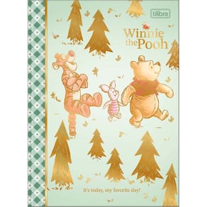Caderno Colegial Brochura Capa Dura Ursinho Pooh Folhas Decoradas Super Fofo 80 Folhas - Tilibra