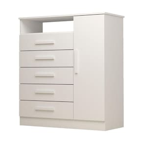 Cômoda 100% Mdf 1 Porta 5 Gavetas Madri Plus Acp Móveis Branco