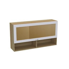 Armário Aéreo para Cozinha 120cm 1 Porta Basculante 2 Nichos Riviera/Branco