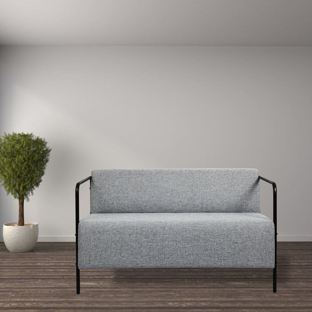 Poltrona para Sala de Estar 2 Lugares Lino Cinza