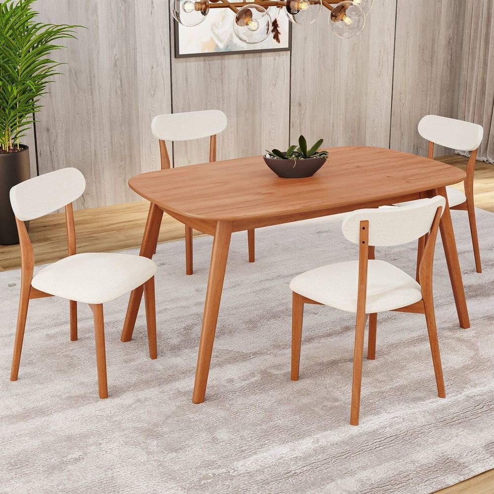 Conjunto Sala de Jantar Mesa 135x80cm Tampo em Mdf Laminado 4 Cadeiras Ceci Yescasa Natural