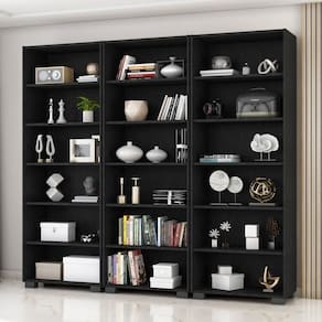 Kit 3 Estantes para Livros 5 Prateleiras 188cmx181,5cm Office Preto