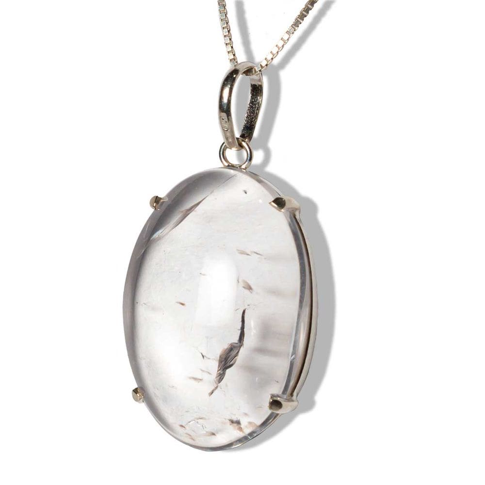 Colar Cabochão Quartzo Cristal Prata 950 Garra
