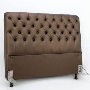 Cabeceira de Cama Box Casal 138cm Pádua Couro Café
