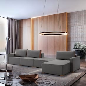 Sofá Modulado com Chaise, Puff e Módulos Soltos 405cm Cinza