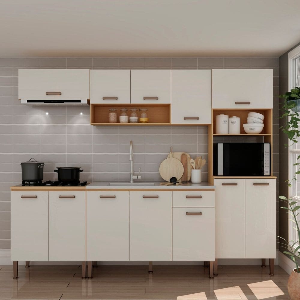 Cozinha Completa Modulada 5 Peças 100% Mdf Frijo/White