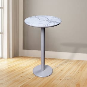 Mesa Lateral de Madeira Maciça, Pintura em Laca e Impressão 2d Aura Living Outdoor Espresso Móveis Branco/Cinza