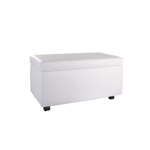 Puff Bau 70cm X 40cm X 40cm Courino com Rodizios Branco
