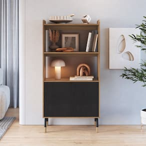 Armário Alto 2 Portas 80cm Home Office Flexus Hanover/Preto