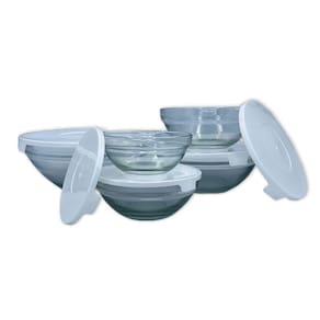 Conjunto 5 Potes De Vidro Hermetico Com Tampa Kit Vasilha Hermética Para Guardar Comida Branco