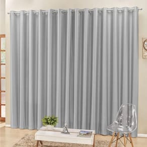 Cortina 4 Mts Sala Quarto Escritório Blackout Para Varão - Cinza