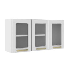 Armário Aéreo Aço 3 Portas De Vidro Linha Colors Bertolini Branco