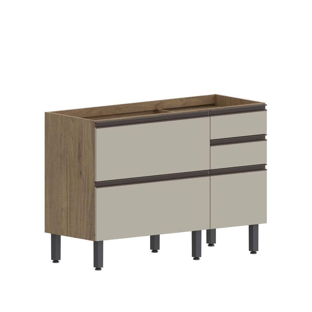 Balcão 1 Porta Basculante 1Gavetão 2 Gavetas Moderna Bertolini Areia Carvalho