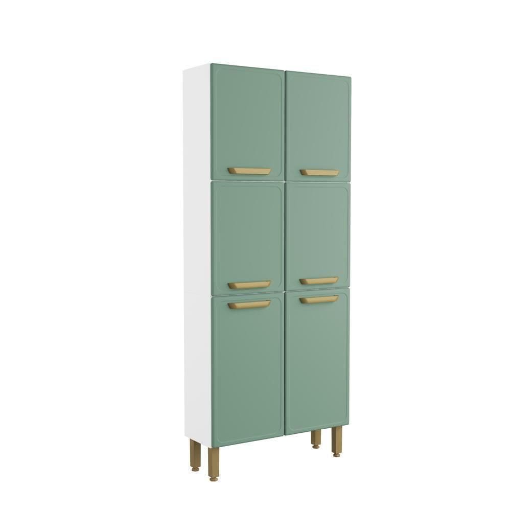 Armário Paneleiro De Aço 6 Portas Bella Bertolini Verde Branco