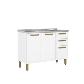 Balcão De Aço Pia 3 Portas 2 Gavetas Bella Bertolini Branco