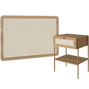 Cabeceira Solteiro 90cm E 1 Mesa Lateral 1 Gaveta Industrial Indy A03 Hanover