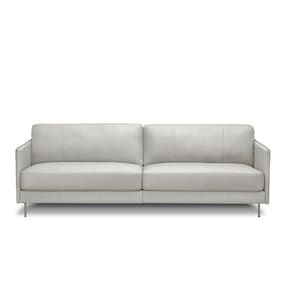 Sofá Decorativo Anthony 3 Lugares Sala De Estar 240cm Pés Em Aço Couro Off White G88 - Gran Belo