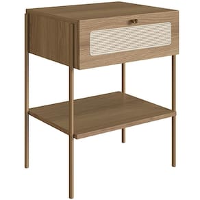 Mesa De Cabeceira 01 Gaveta Com Telinha Industrial Indy A03 Hanover Dourado