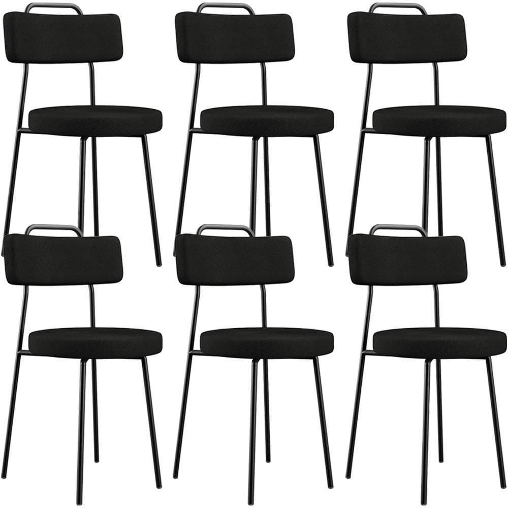 Kit 06 Cadeiras Decorativas Estofada Para Sala De Jantar Barcelona L02 Poliéster Preto