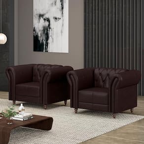 2 Poltronas Decorativas Stanford Chesterfield Pés De Madeira Couro Wine Vinho G58 Gran Belo