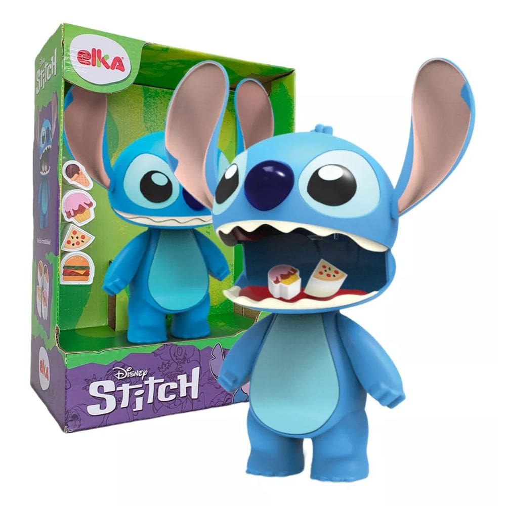 Boneco Stich 24 Cm Mexe Orelha Abre A Boca Elka - 1288