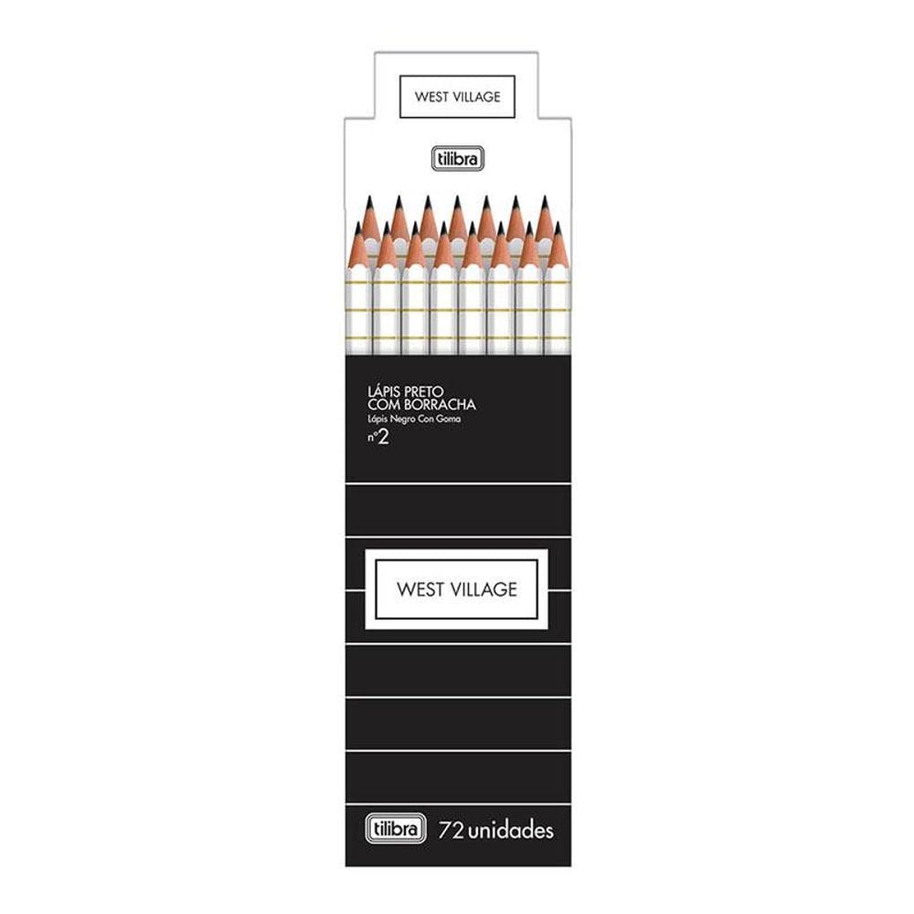 Caixa de Lápis de Escrever Grafite West Village Branco com Borracha 72 Unidades - Tilibra