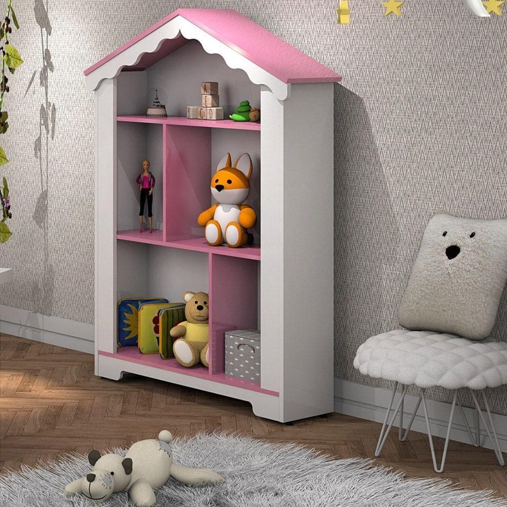 Estante Casinha De Bonecas Infantil Cosmo Mdf Branco-rosa G50