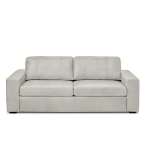 Sofá Decorativo Agatha 3 Lugares Sala De Estar 235cm Pés Em Madeira Couro Off White G88 - Gran Belo