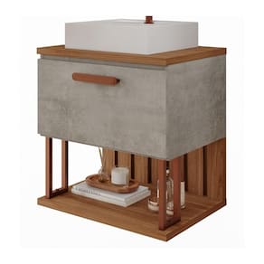 Gabinete Para Banheiro 60 Cm 100% Mdf Nicho 1 Porta Basculante Duna Mgm Móveis Cimento/freijo Cimento/freijo