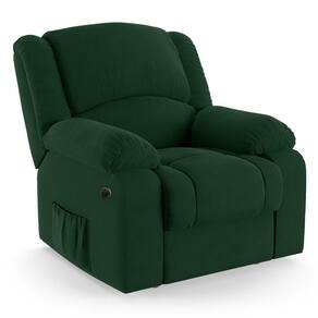 Poltrona Do Papai Reclinável Melim Elétrica Led Massagem Veludo Verde Fh1