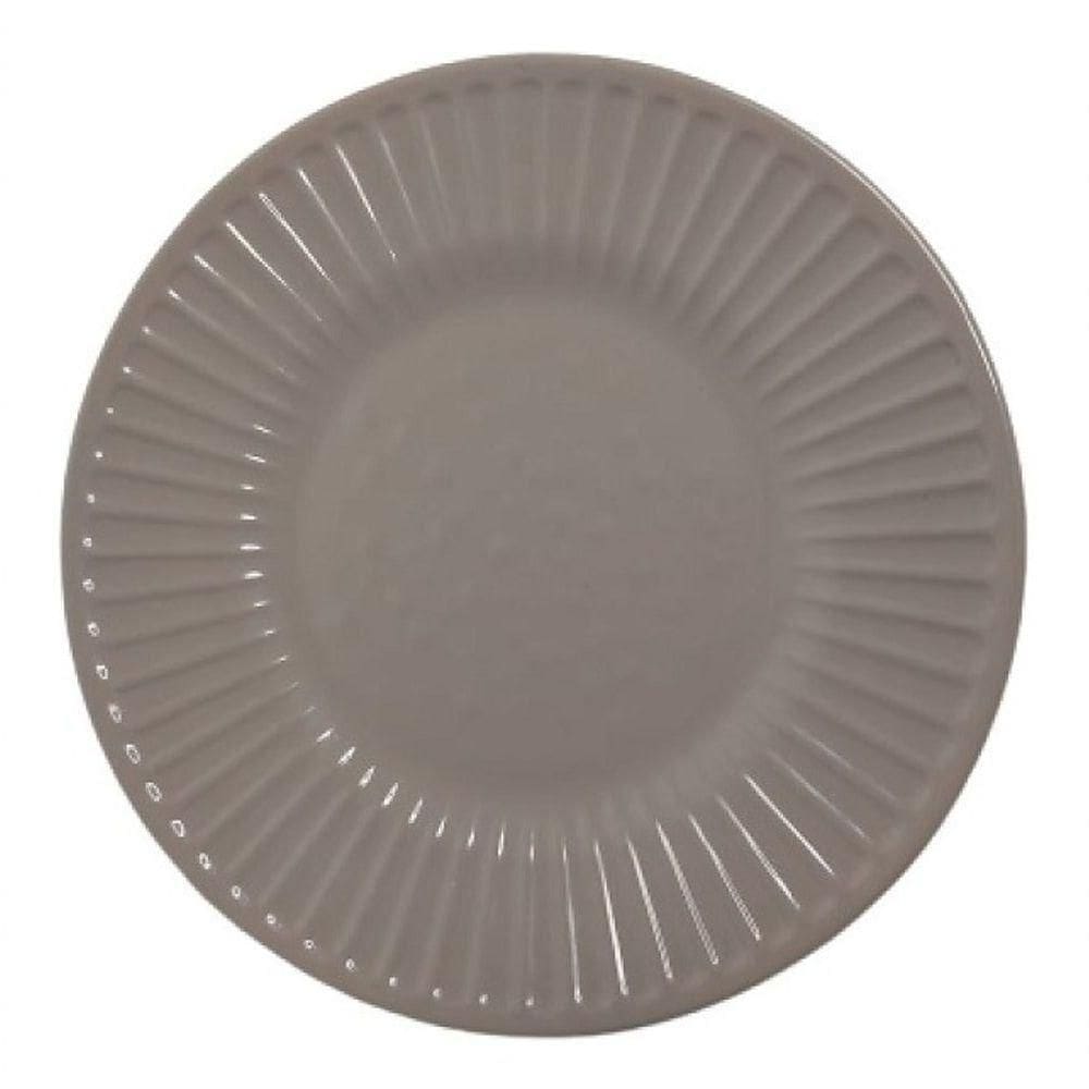 Prato Raso Refeição Melamina Plástico Cinza 25cm Yangzi