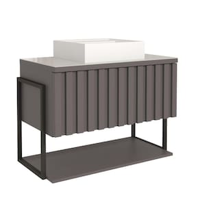 Gabinete Para Banheiro 80cm 100% Mdf Metalon 20x20 1 Porta Basculante Frisê Mgm Móveis Titãnio Metalon Titanio