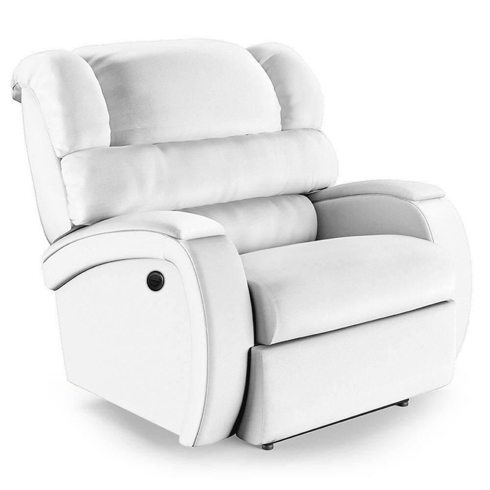 Poltrona Do Papai Reclinável Napoli Controle Power Elétrico Pu Branco Fh1