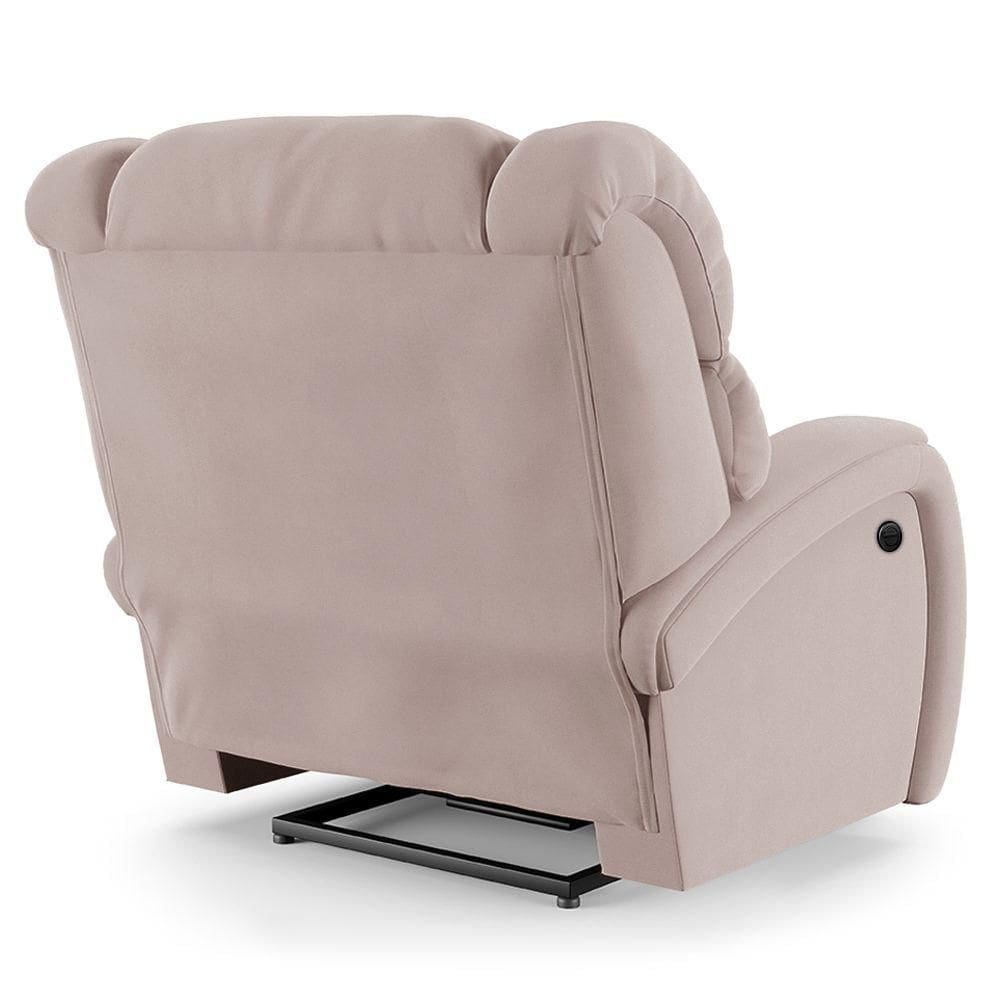 Poltrona Do Papai Reclinável Napoli Power Elétrica Usb Veludo Rosê Fh1