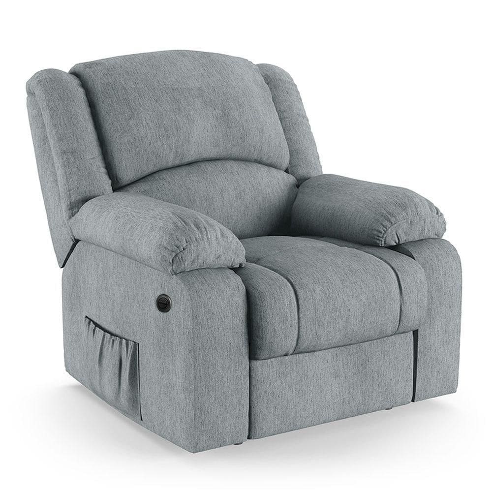 Poltrona Do Papai Reclinável Melim Elétrica Led Massagem Linho Cinza Fh1