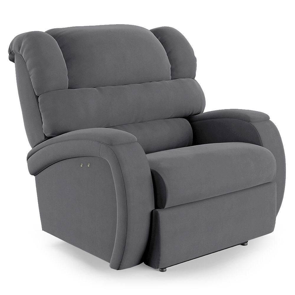 Poltrona Do Papai Reclinável Napoli Power Touch Massagem Veludo Cinza Fh1