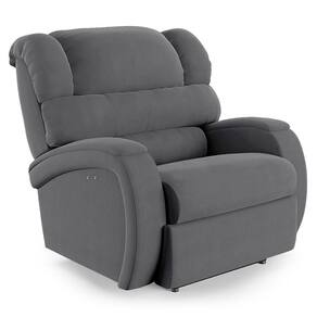 Poltrona Do Papai Reclinável Napoli Power Touch Massagem Veludo Cinza Fh1