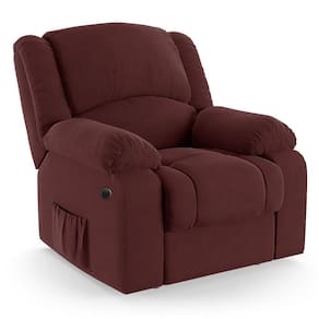 Poltrona Do Papai Reclinável Melim Elétrica Led Massagem Veludo Vinho Fh1