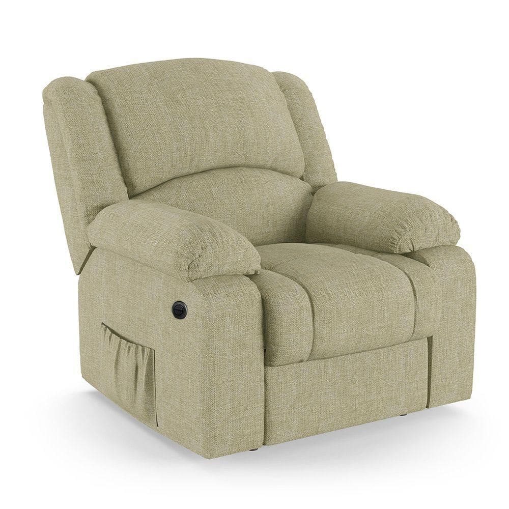 Poltrona Do Papai Reclinável Melim Elétrica Led Massagem Linho Bege Fh1