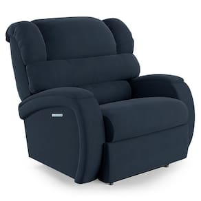 Poltrona Do Papai Reclinável Napoli Elétrica Botão Led Massagem Veludo Azul Fh1