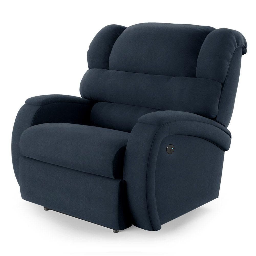 Poltrona Do Papai Reclinável Napoli Controle Power Elétrico Usb Veludo Azul Fh1