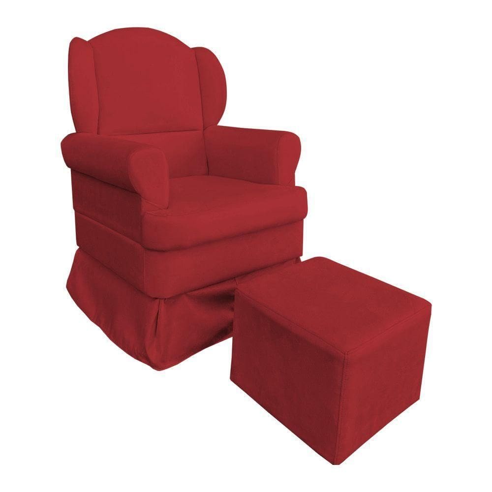 Poltrona De Amamentação Com Puff Serena Suede - Pallazio Cor Vermelho