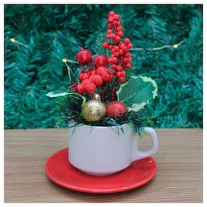 Xicara Vasinho De Natal Arranjo Decorativo Artesanal