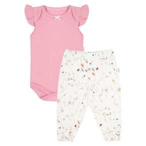 Conjunto Bebê Body Curto + Calça Culote Blossom Rosa - Hug