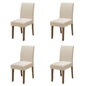 Conjunto Com 4 Cadeiras Estofada Sala De Jantar Trieste Siena Cedro / Areia Dobuê Cedro